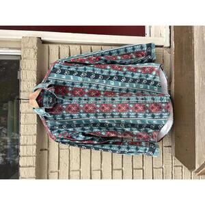 Vintage 80s Woolrich Cotton Flannel Aztec South Western Button Up Shirt M Medium